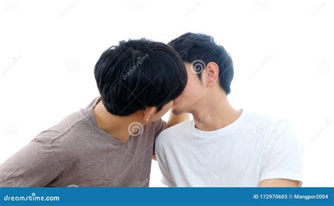 Close Up Of Young Asian Gay Couple Kissing Asia Lgbtq Homosexual Love Expression Lifestyle