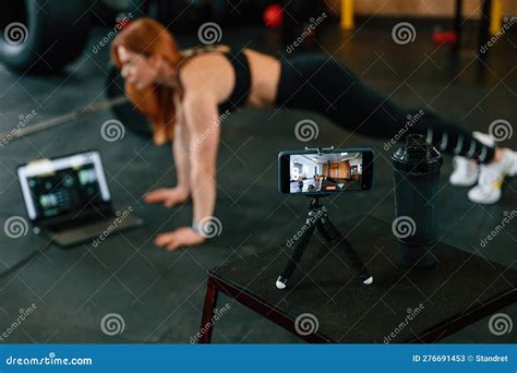 beautiful strong woman is in the gym stock image image of chest loss 276691453