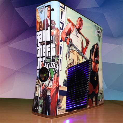 Modded Xbox 360 Slim Rgh Gta 5 With Blue Leds L321 Mods