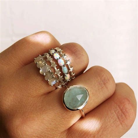 Sterling Silver Semi Precious Stone Ring Aquamarine By Carrie Elizabeth