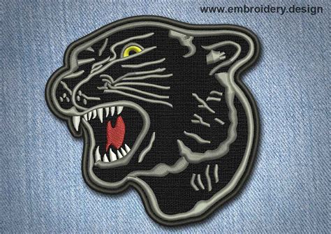 Design Embroidery Animal Patch Black Panther By Embroiderydesign
