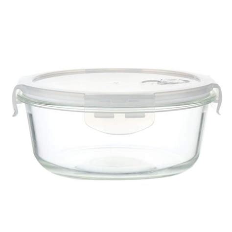 Buy Femora Borosilicate Glass Food Storage Container Round Shaped With Air Vent Lid For Home