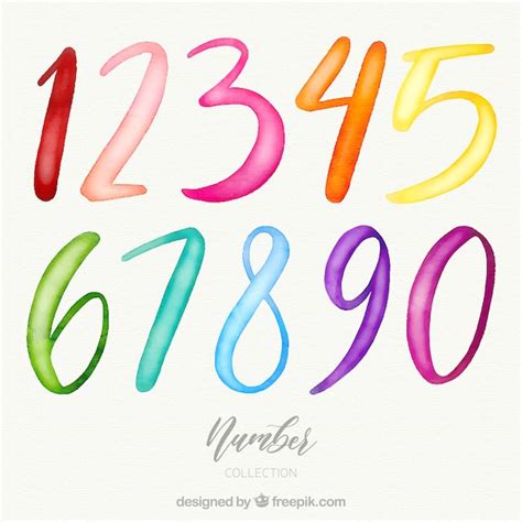 Hand Painted Number Collection Free Vector