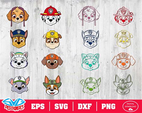 Paw patrol face Svg, Dxf, Eps, Png, Clipart, Silhouette and Cutfiles