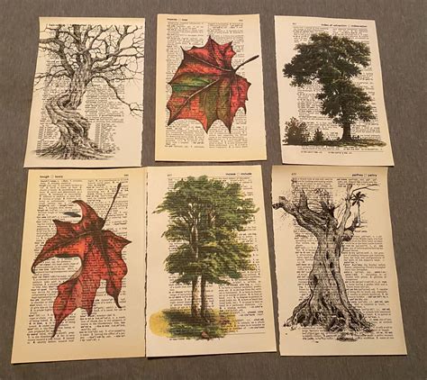 Tree Themed Dictionary Prints Etsy