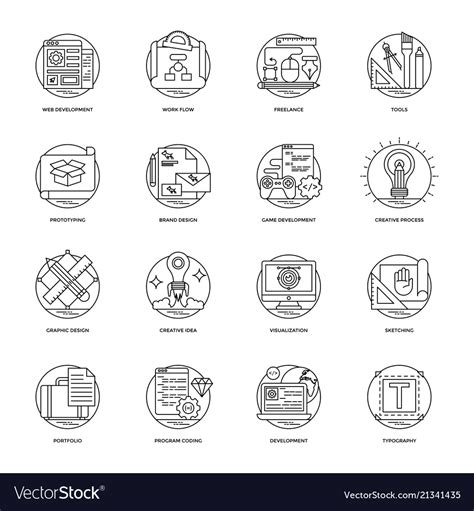 Design And Development Glyph Icons Set Royalty Free Vector
