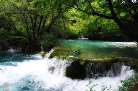 Croatia Waterfall Water River Nature Plitvice National Park