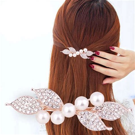 1pc crystal rhinestones girls side bangs clip hair clips women hair accessories pearl barrette