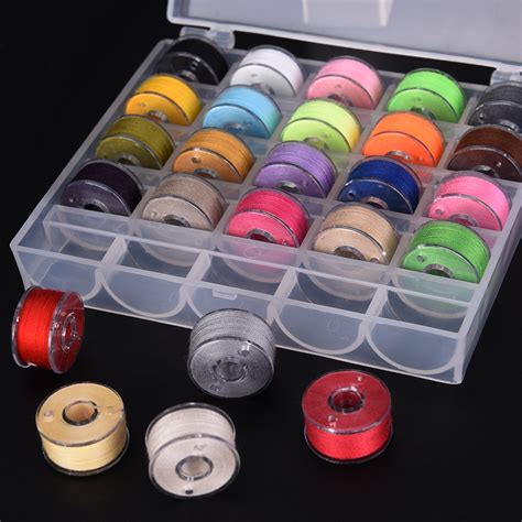 25pcsset Empty Bobbins Sewing Machine Spools With Sewing Thread