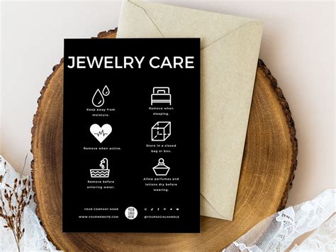 Jewelry Care Card Template Elegant Jewelry Care Cards Etsy