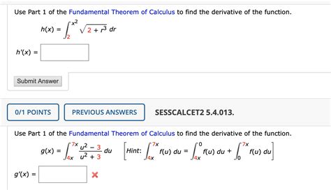 Solved Use Part 1 Of The Fundamental Theorem Of Calculus