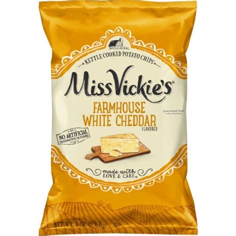 Miss Vickies Farmhouse White Cheddar Kettle Cooked Potato Chips 8 Oz