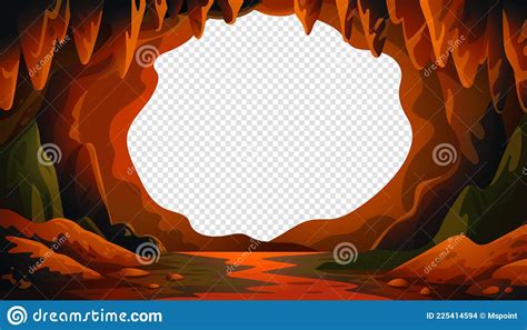 Cave Vector Background Cartoon Cave Landscape With A Blank Center For