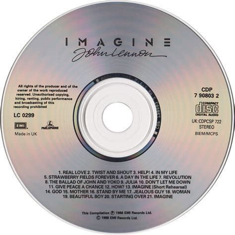 1988 Imagine John Lennon Music From The Motion Picture John Lennon