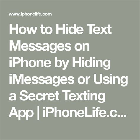 How To Hide Text Messages On Iphone By Hiding Imessages Or Using A