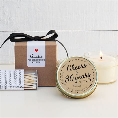 30th Birthday Party Favors Cheers Design Soy Candle Favor