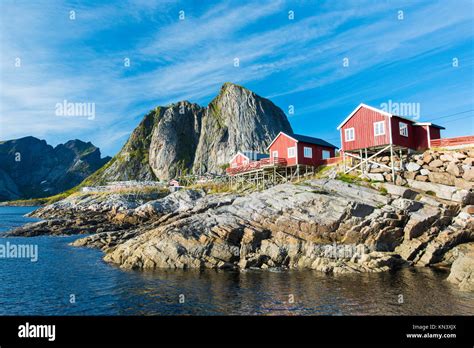 Rorbuer Traditional Fishermans Cottages In Reine Norway Stock Photo