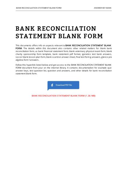 17 Bank Reconciliation Template Free To Edit Download And Print Cocodoc