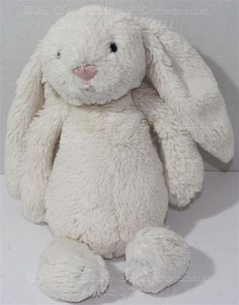 Cute Jellycat Bashful White Furry Bunny Rabbit Bean Filled Stuffed Plush Toy Jellycat
