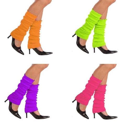 details about leg warmers neon 80 s fancy dress up halloween adult costume accessory 4 colors
