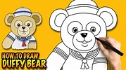 How to draw Duffy the Disney Bear - Easy step-by-step drawing tutorial ...