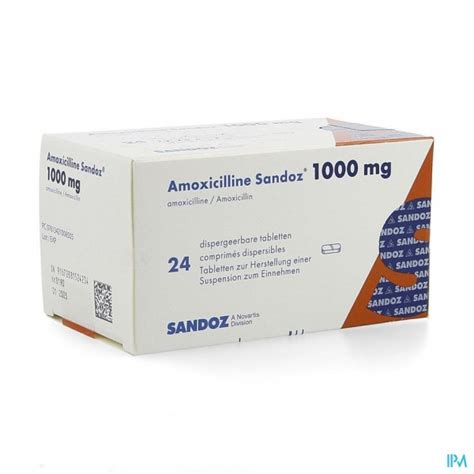 Amoxicilline Sandoz 1000 Mg Tabl Disp 24 Apotheek Thiels