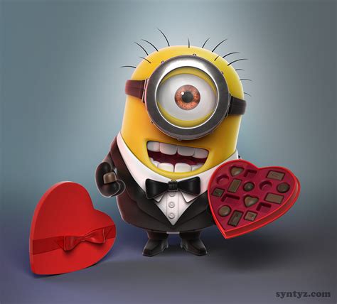 A Despicable Minion Holding A Heart And Wearing A Tuxedo Suit