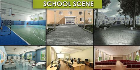 3d Model Realtime School Scene Cgtrader