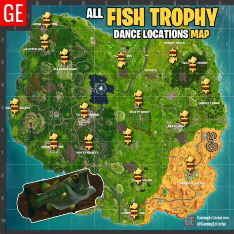 Fortnite All Fish Trophy Locations Map Week 8 Dance