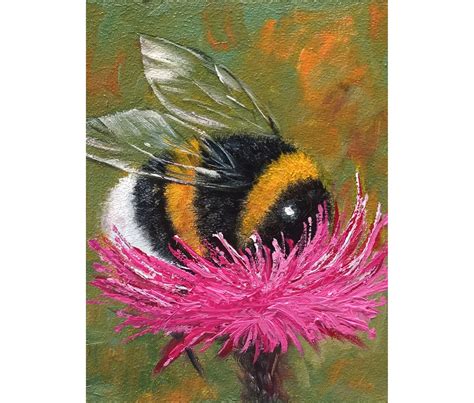 Bumblebee Painting Honeybee Original Art 7 By 5 Oil Impasto Etsy