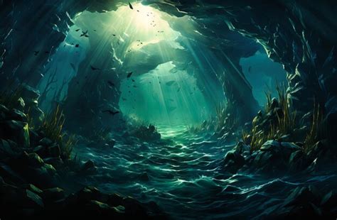 Premium Ai Image Underwater Ocean With Dark Clouds