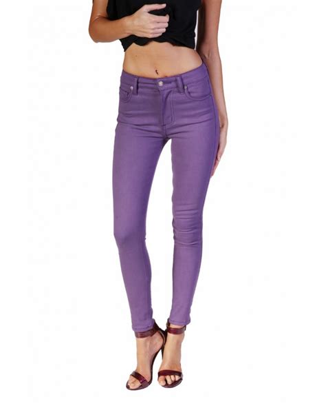 Rock Colorful Spring Style With Purple Skinny Jeans A La Bullet Blues