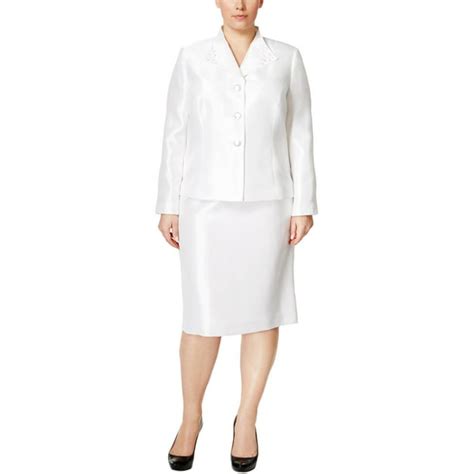 Kasper Kasper Womens Plus Satin 2pc Skirt Suit White 14w Walmart