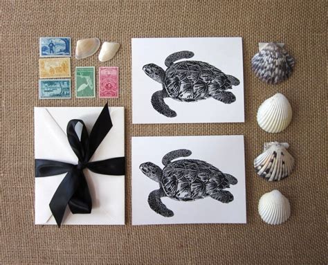 Sea Turtle Note Cards Set Of 10 With Matching Envelopes Etsy