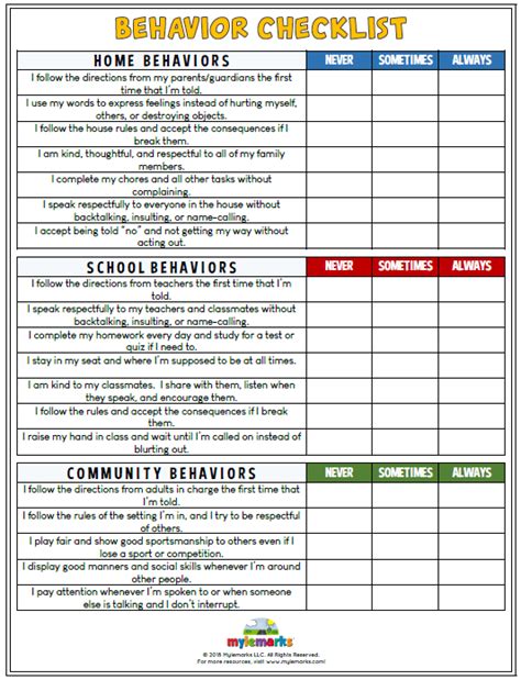 Positive Behavior Worksheets