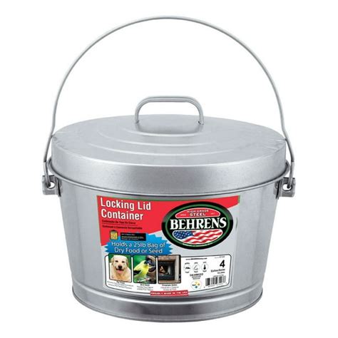 Behrens 4 Gal Galvanized Steel Garbage Can Lid Included Animal Proof