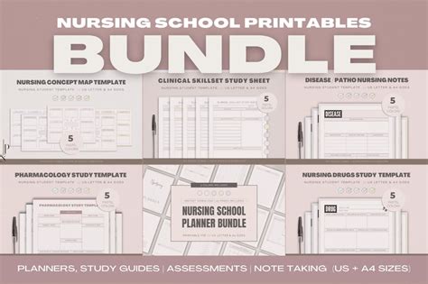 Nursing School Printable Note Template Bundle Blank Note Etsy