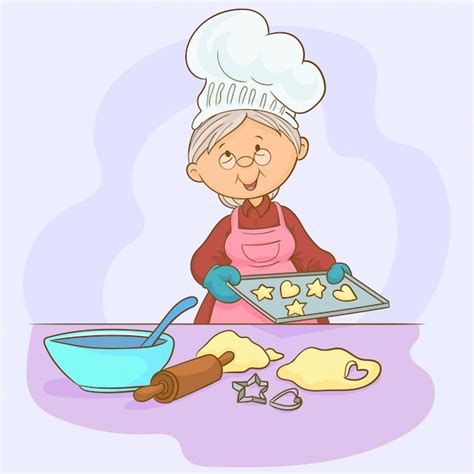 Grandmother Is Baking Home Cookies Vector Premium Download