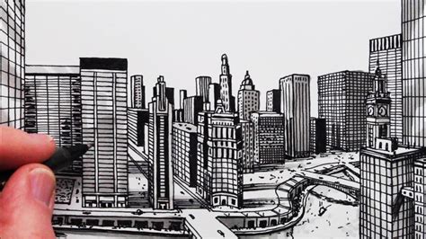 How To Draw A Cityscape In One Point Perspective