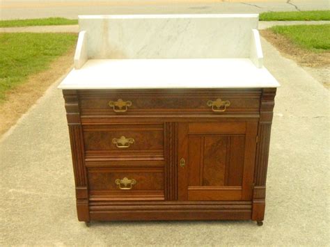Details About Large Marble Top Walnut Victorian Eastlake Washstand