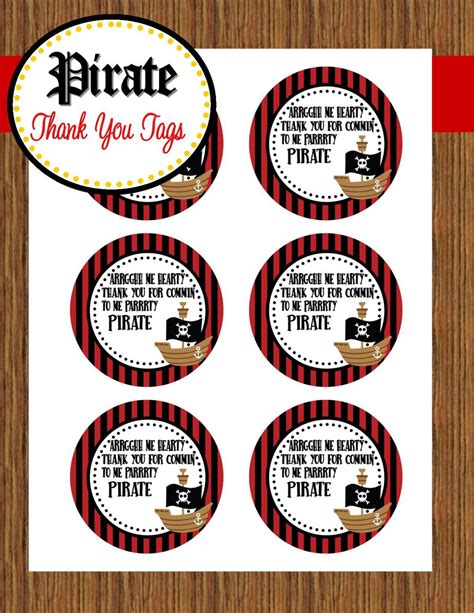 Thank You Tags Pirate Birthday Party Pirate Theme Party Pirate Birthday
