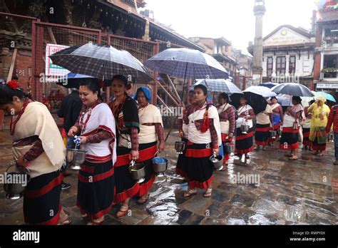 Lalitpur Nepal 16th Feb 2019 Women From Newar Community Participate In Bhimsen Puja