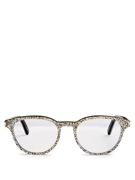 Saint Laurent Round Frame Glitter Glasses In Metallic Lyst