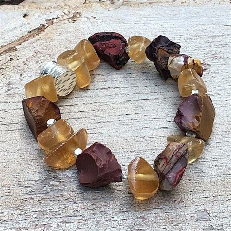 Vintage Amber Jasper Bracelet Chunky Cool Mookaite Jasper Highly