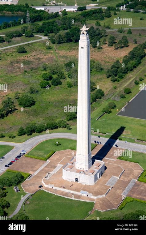 Aerial View Of The San Jacinto Monument Along The Houston Ship Channel