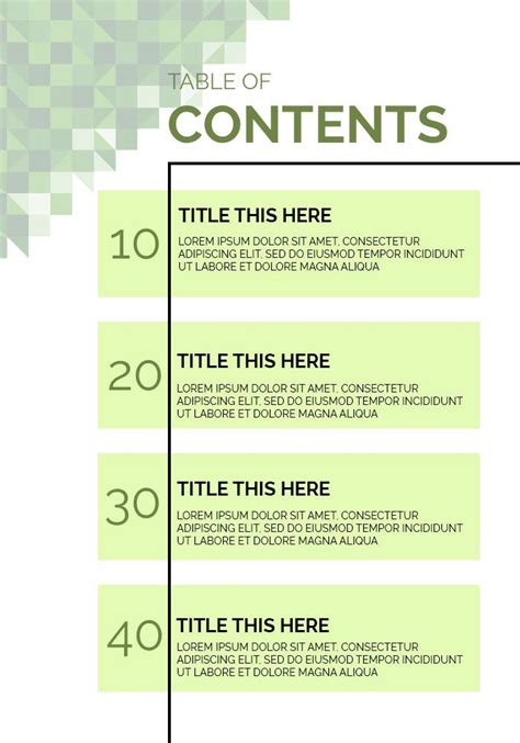 5 Table Of Contents Customizable Psd Design Template Sample Table Of