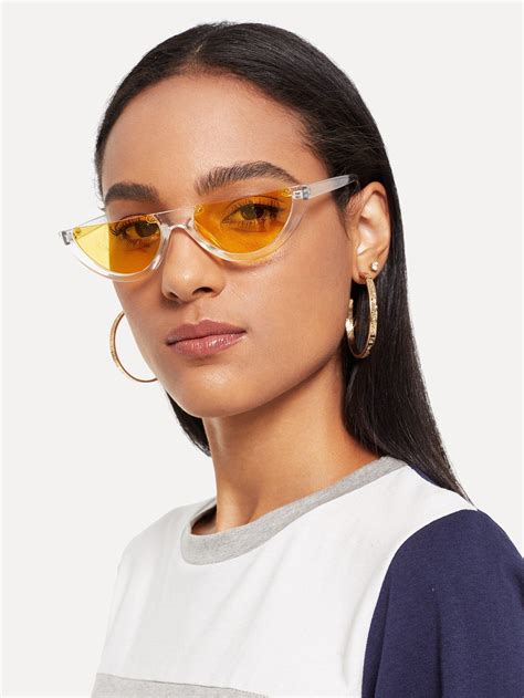 Clear Frame Tinted Lens Sunglasses Fashion Accessories Sunglasses Clear Frames Yellow
