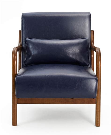 Glitzhome Mid Century Modern Leatherette Accent Armchair With