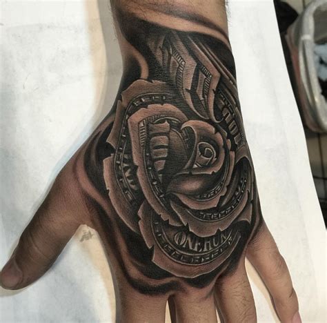 Money Rose Mens Hand Piece Best Tattoo Design Ideas