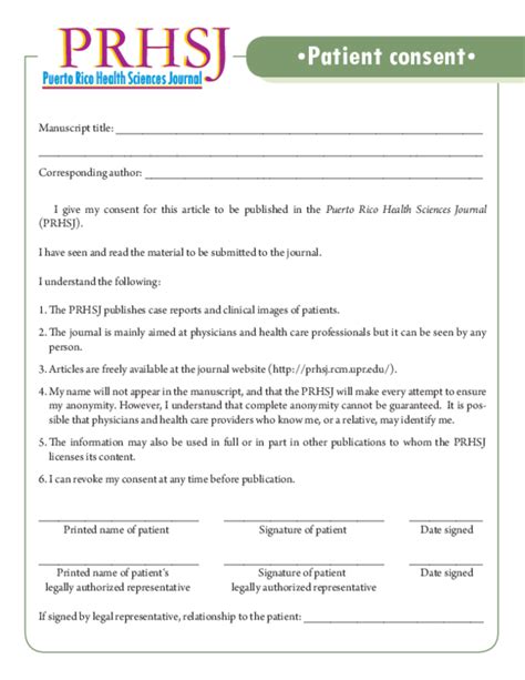 Pdf Patient Consent Form Puerto Rico Health Sciences Journal
